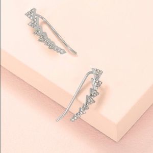 NEW Pave Triangle Silver Ear Climbers